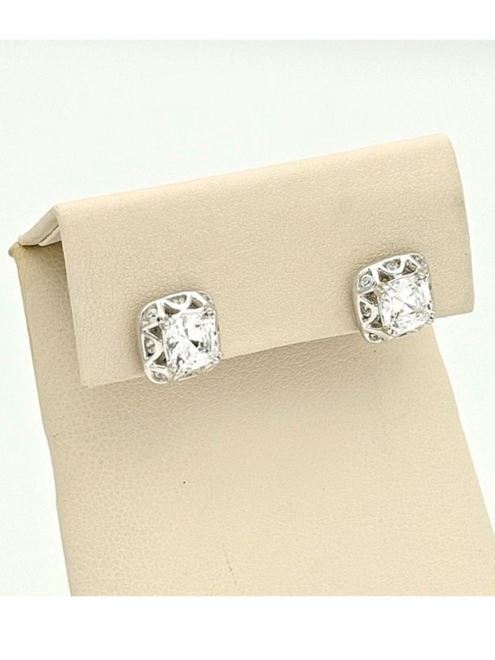 Tacori 925 Sterling Silver Princess Cut Cubic Zirconia Stud Earrings